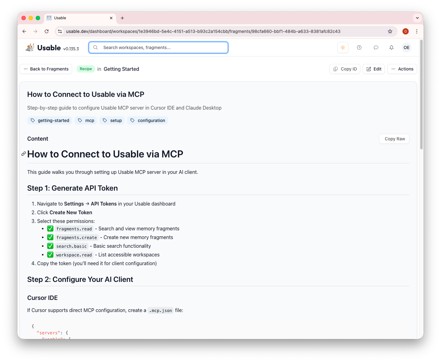 MCP connection recipe